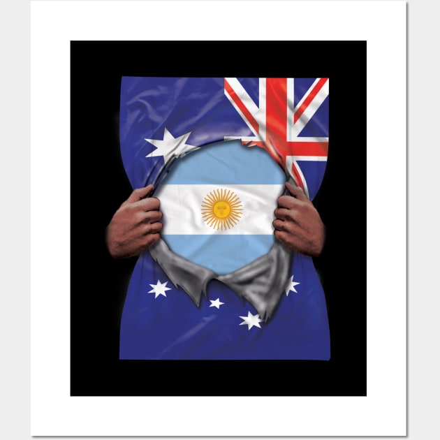 Argentina Flag Australian Flag Ripped Open - Gift for Argentinian From Argentina Wall Art by Country Flags